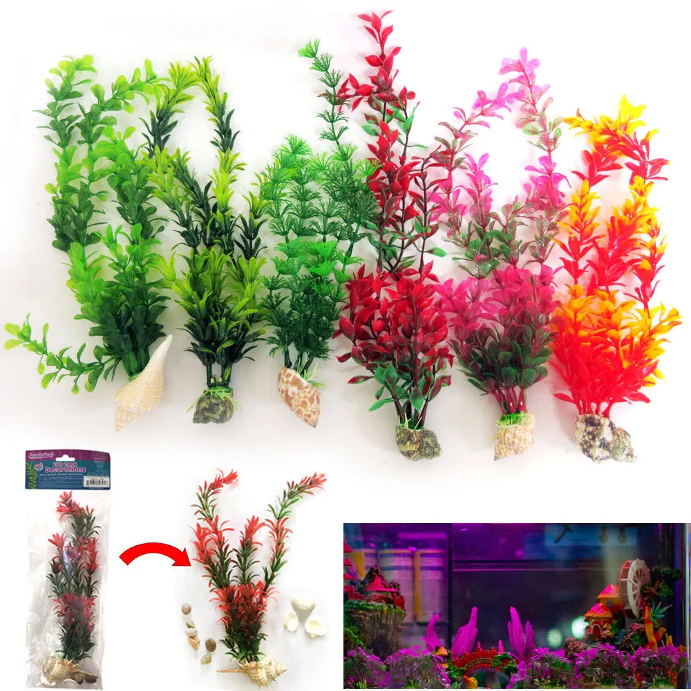 12 Pc Aquariums Fish Tank Artificial Decorations Lush Grass Plants Terrariums