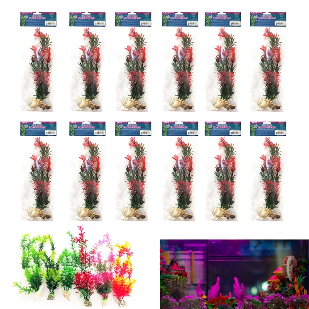 12 Pc Aquariums Fish Tank Artificial Decorations Lush Grass Plants Terrariums