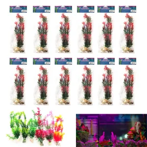 12 Pc Aquariums Fish Tank Artificial Decorations Lush Grass Plants Terrariums