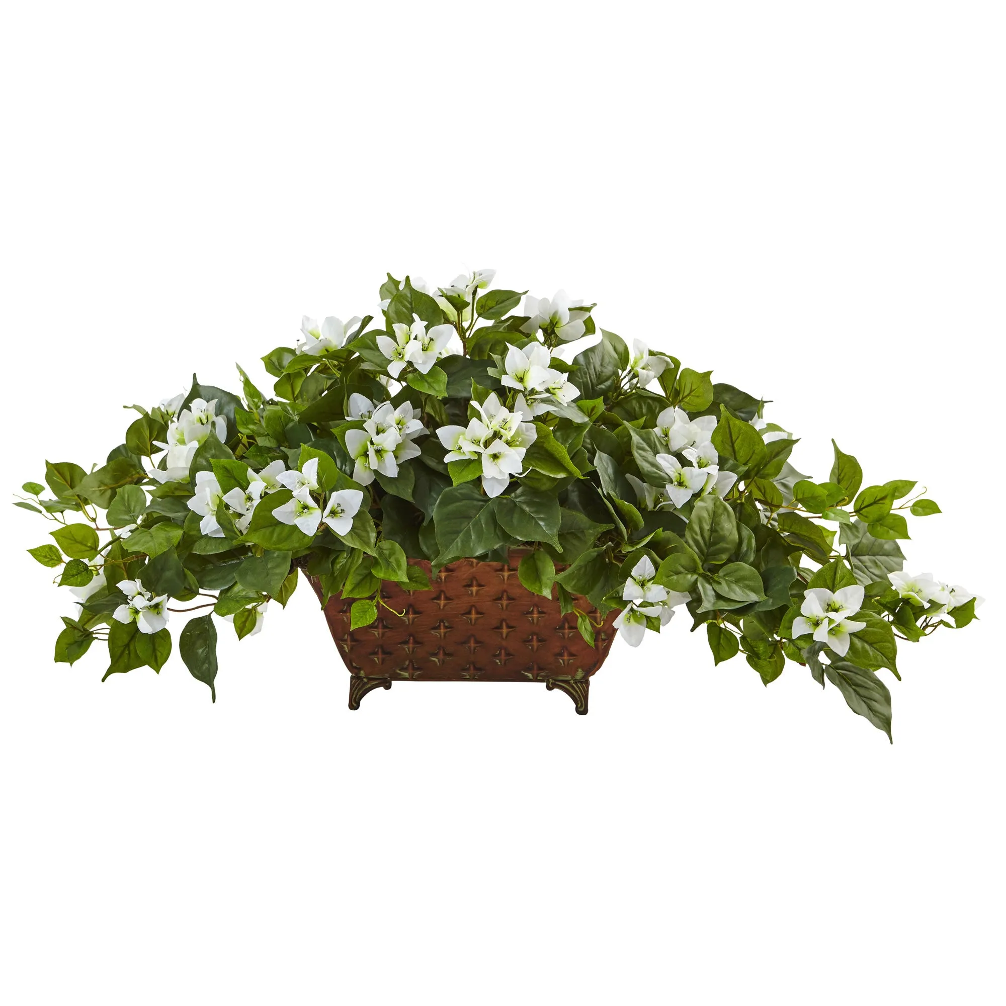 17" Artificial Bougainvillea in Metal Planter - Low Maintenance, Life-Like & Vibrant Silk Plants For Busy People.
