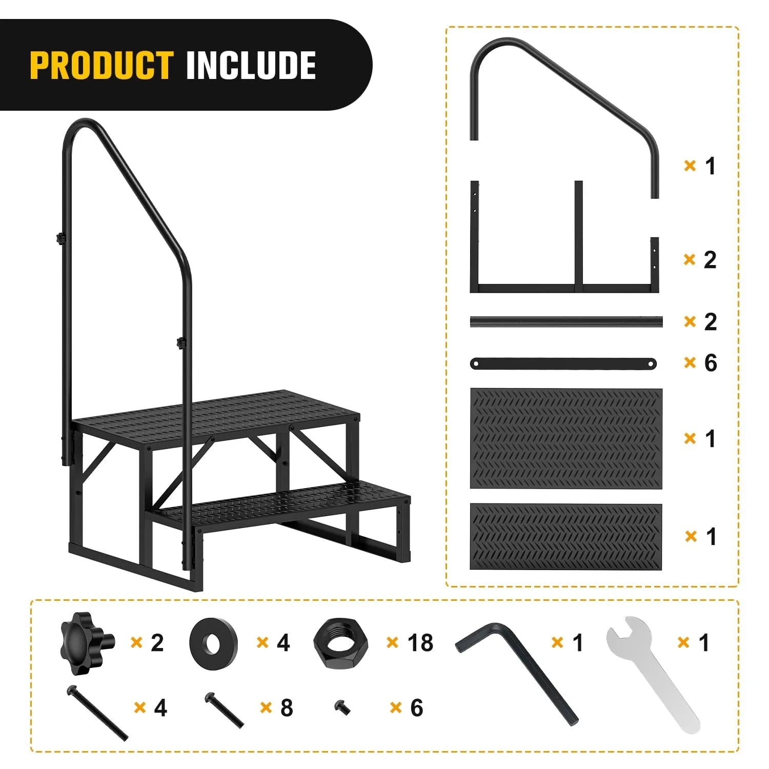 2 Steps RV Stairs with Handrail