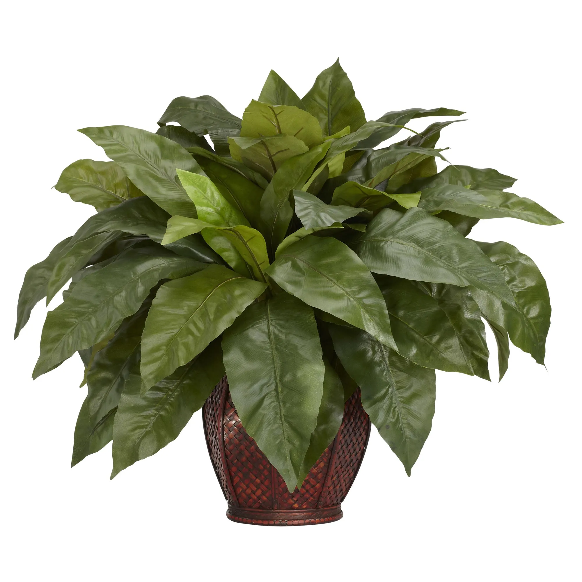 23" Artificial Birdsnest Fern w/Decorative Vase Silk Plant - Low Maintenance, Life-Like & Vibrant Silk Plants For Busy People.