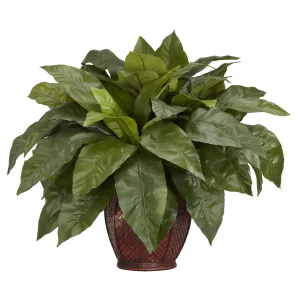 23" Artificial Birdsnest Fern w/Decorative Vase Silk Plant - Low Maintenance, Life-Like & Vibrant Silk Plants For Busy People.