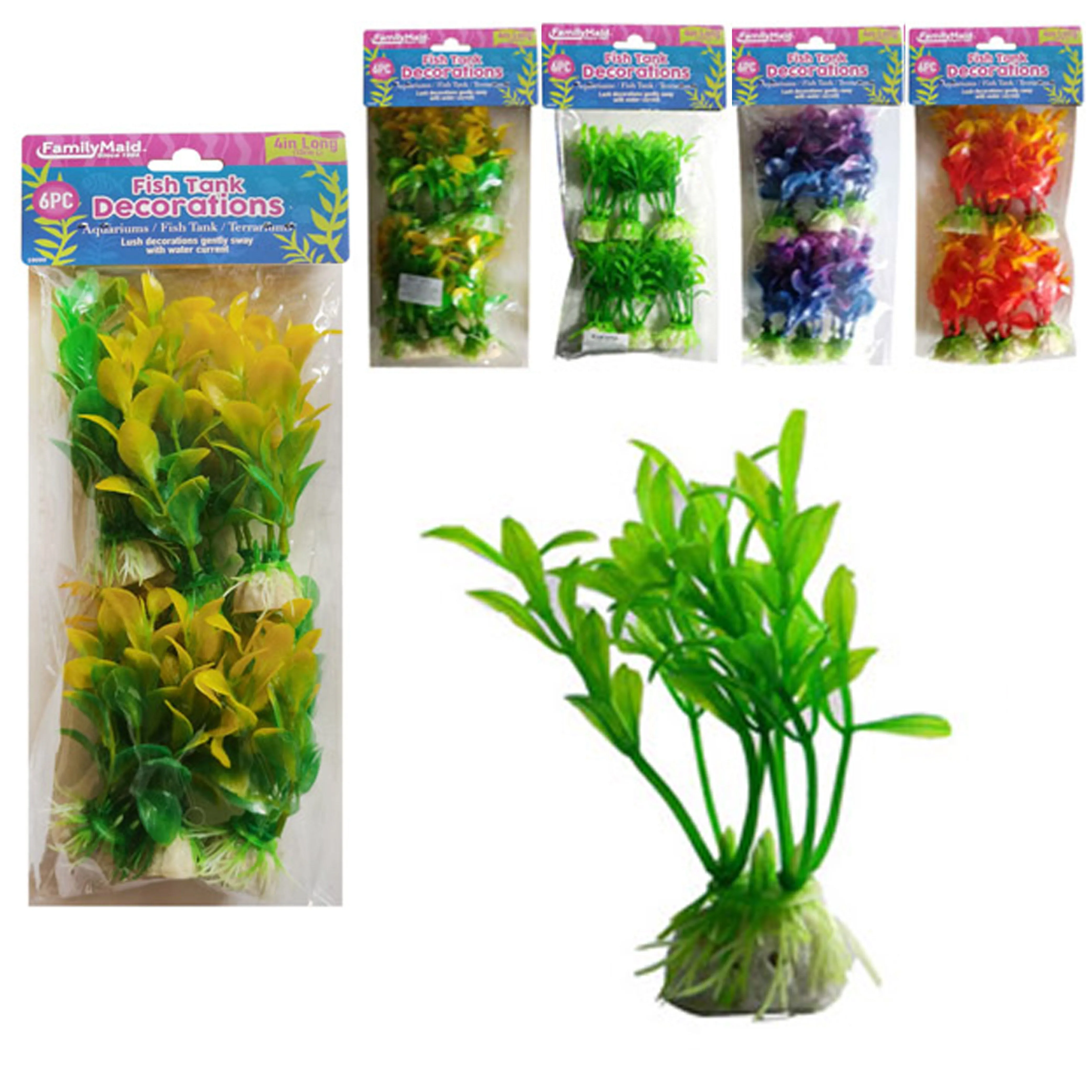 24 Pc Fish Tank Decorations Artificial Aquarium Grass Plant Lush Terrariums Sea