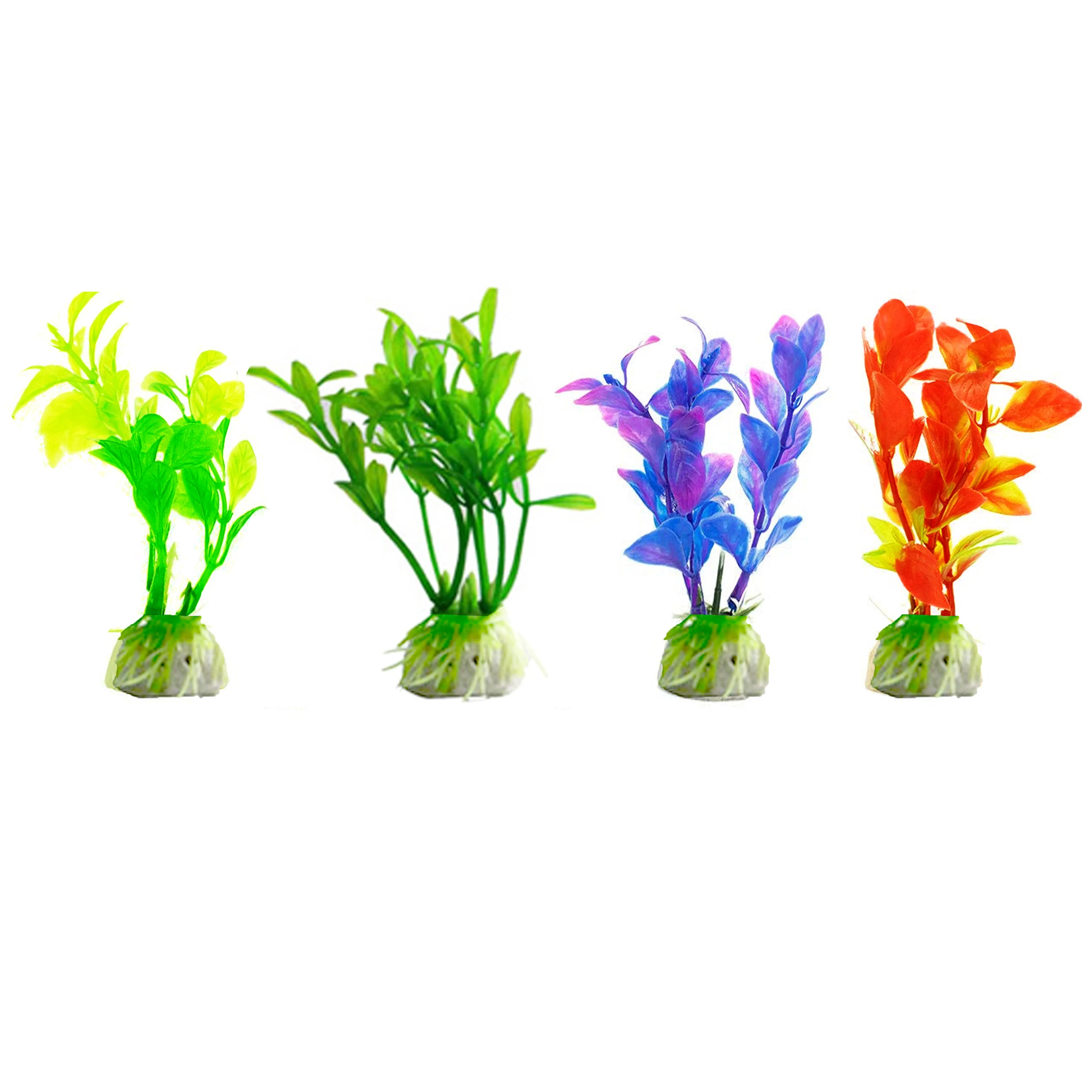 24 Pc Fish Tank Decorations Artificial Aquarium Grass Plant Lush Terrariums Sea