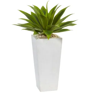 25" Artificial Agave in White Planter - Low Maintenance, Life-Like & Vibrant Silk Plants For Busy People.