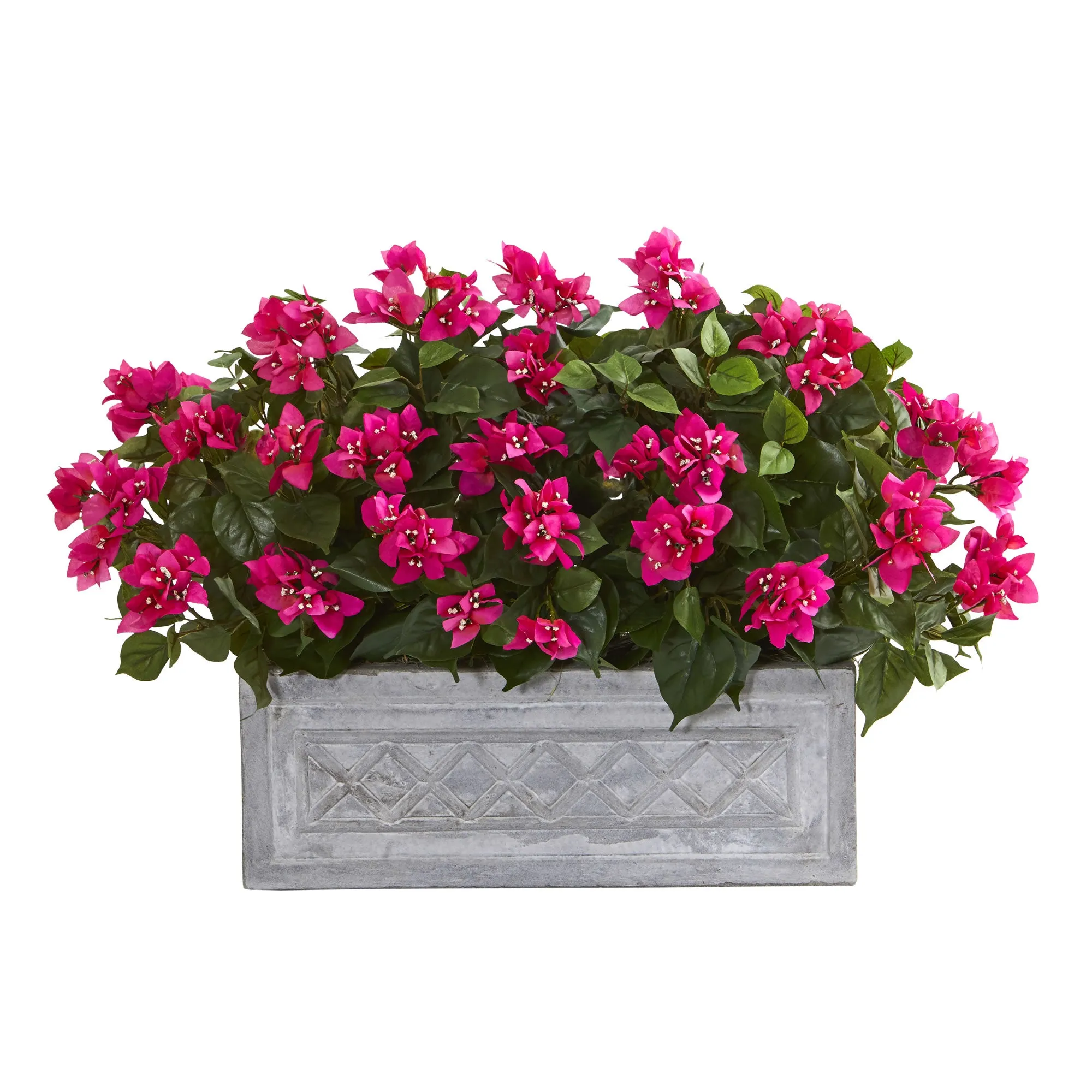 30" Artificial Bougainvillea Plant in Stone Planter - Low Maintenance, Life-Like & Vibrant Silk Plants For Busy People.