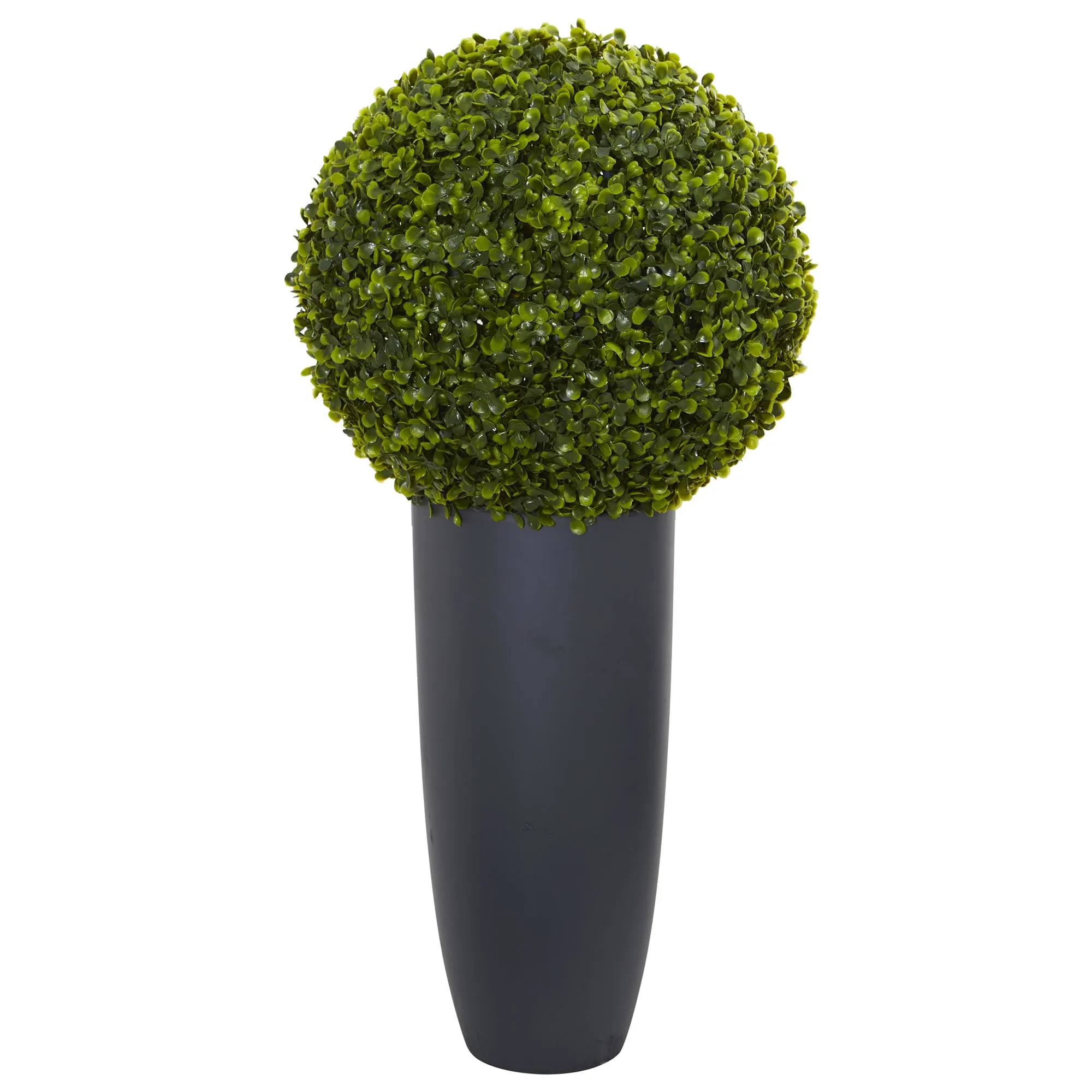 30" Artificial Boxwood Topiary Plant in Gray Cylinder Planter (Indoor/Outdoor) - Low Maintenance, Life-Like & Vibrant Silk Plants For Busy People.