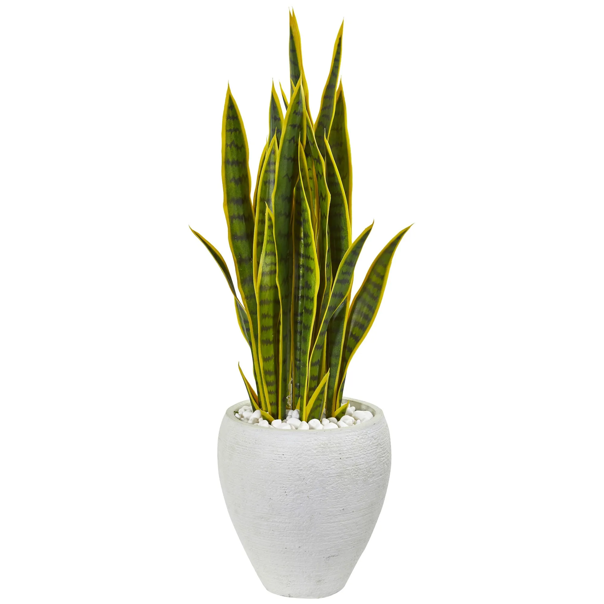 33" Artificial Sansevieria Plant in White Planter - Low Maintenance, Life-Like & Vibrant Silk Plants For Busy People.