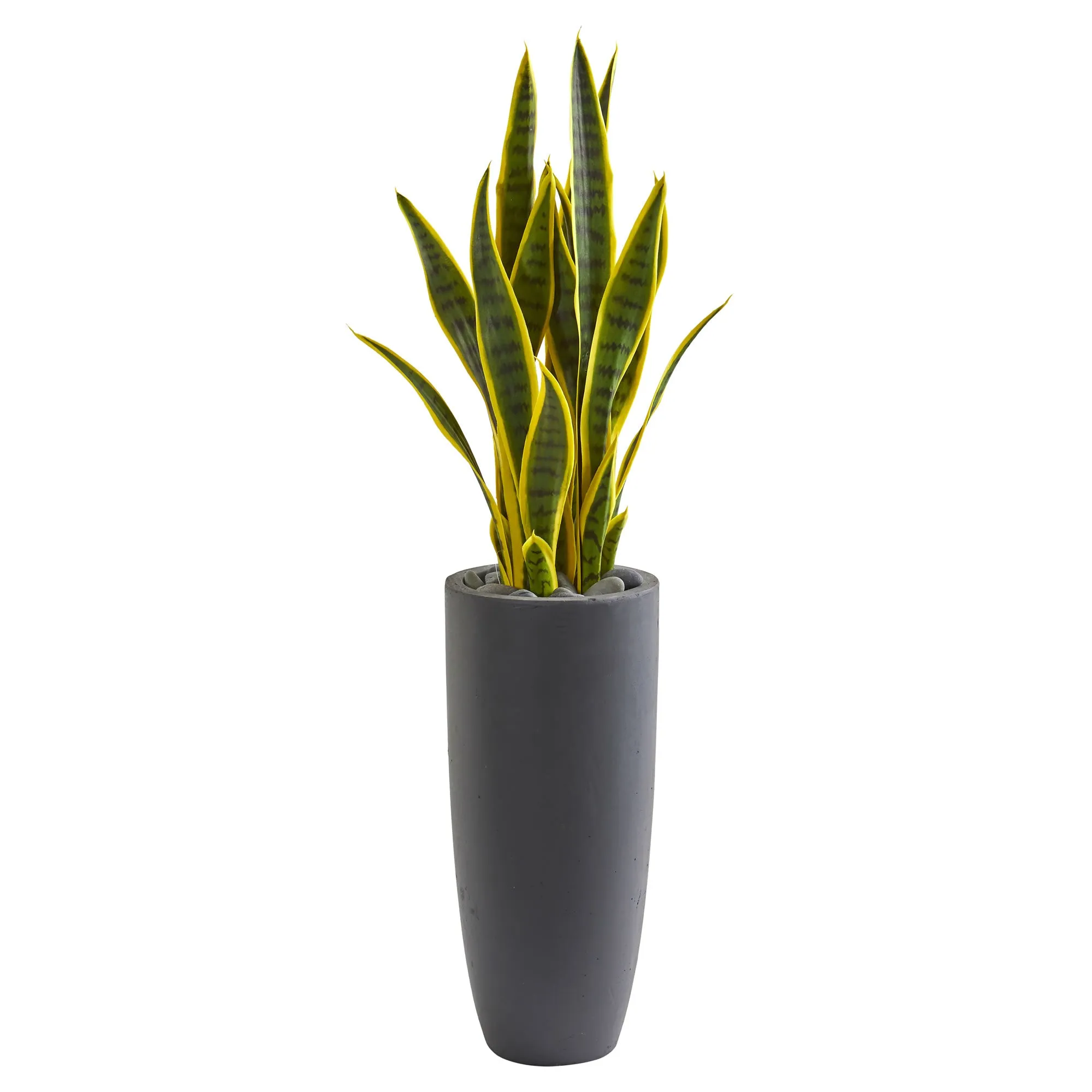 36" Sansevieria Artificial Plant in Grey Bullet Planter - Low Maintenance, Life-Like & Vibrant Silk Plants For Busy People.