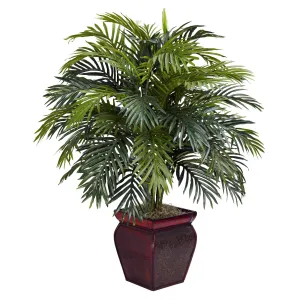 38" Artificial Areca w/Decorative Planter - Low Maintenance, Life-Like & Vibrant Silk Plants For Busy People.