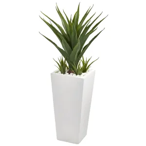 40" Spiky Agave Artificial Plant in White Planter - Low Maintenance, Life-Like & Vibrant Silk Plants For Busy People.