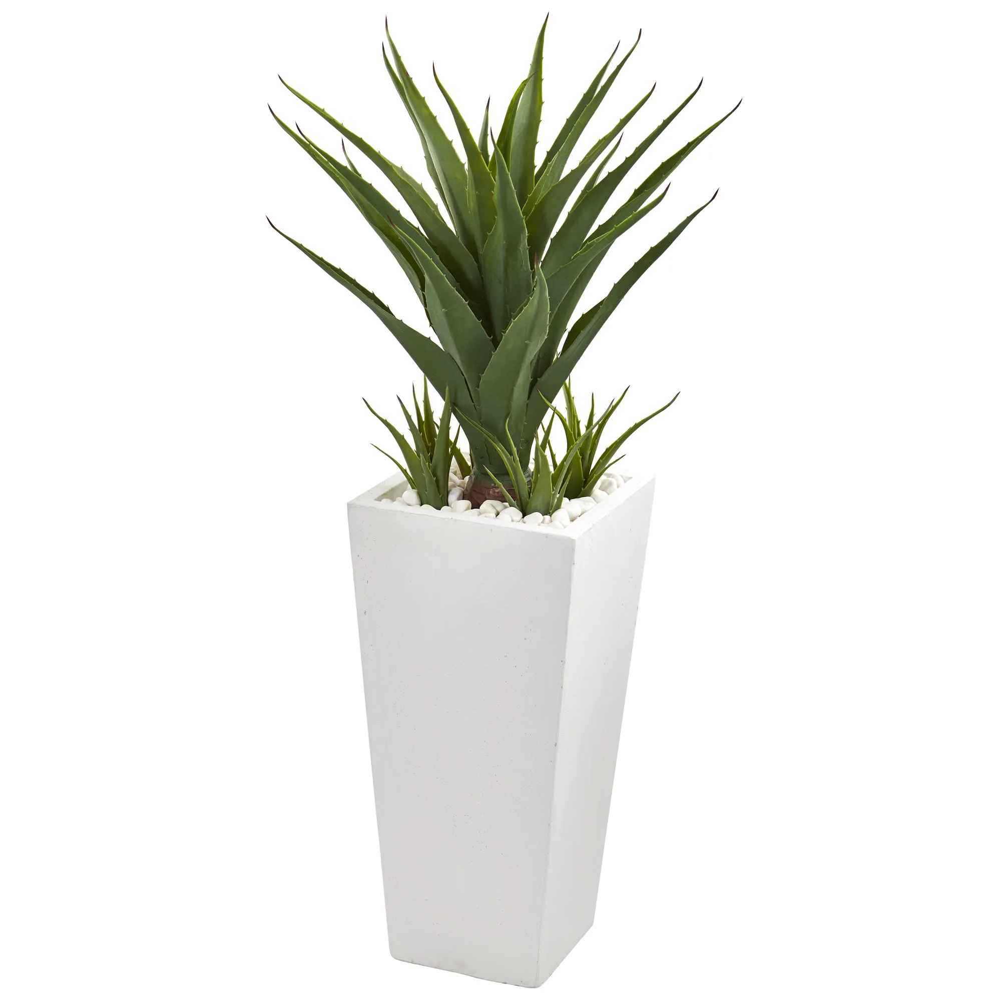 40" Spiky Agave Artificial Plant in White Planter - Low Maintenance, Life-Like & Vibrant Silk Plants For Busy People.