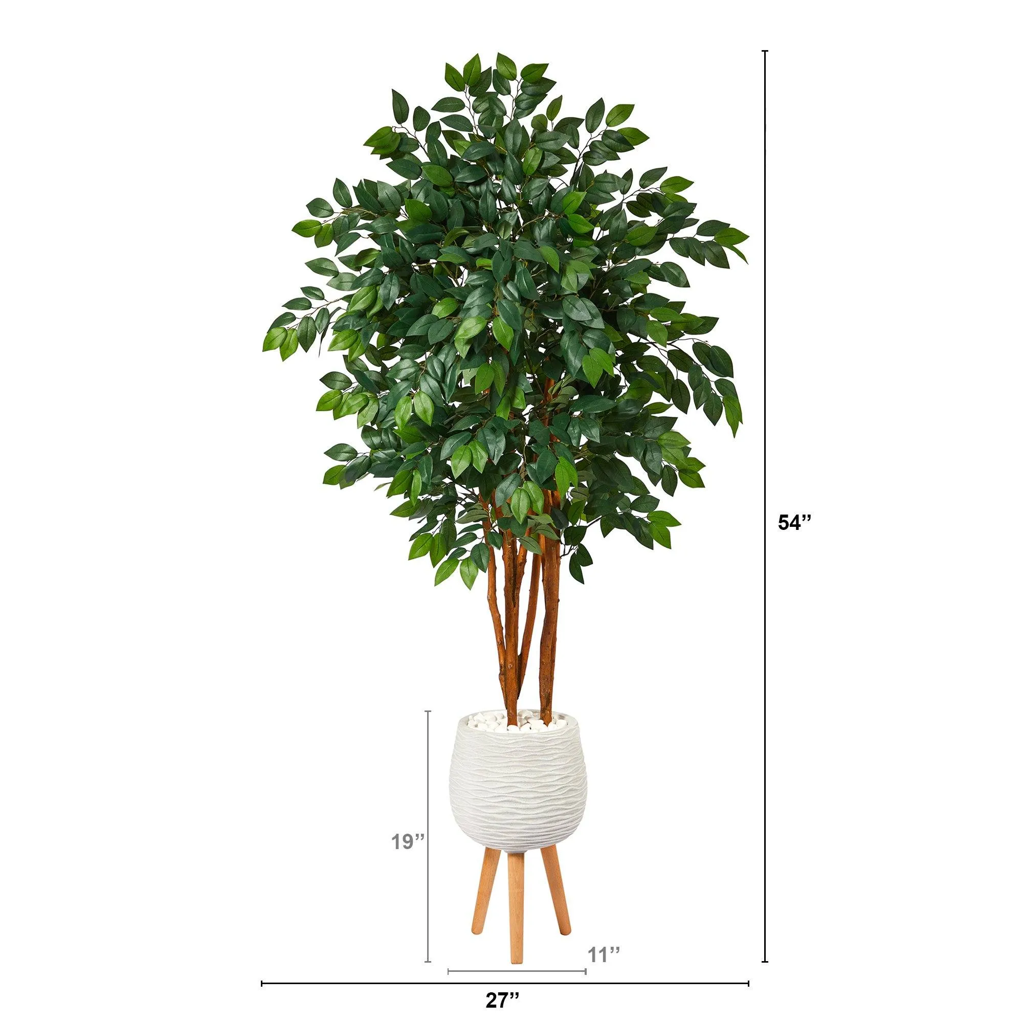 4.5’ Sakaki Artificial Tree in White Planter with Stand