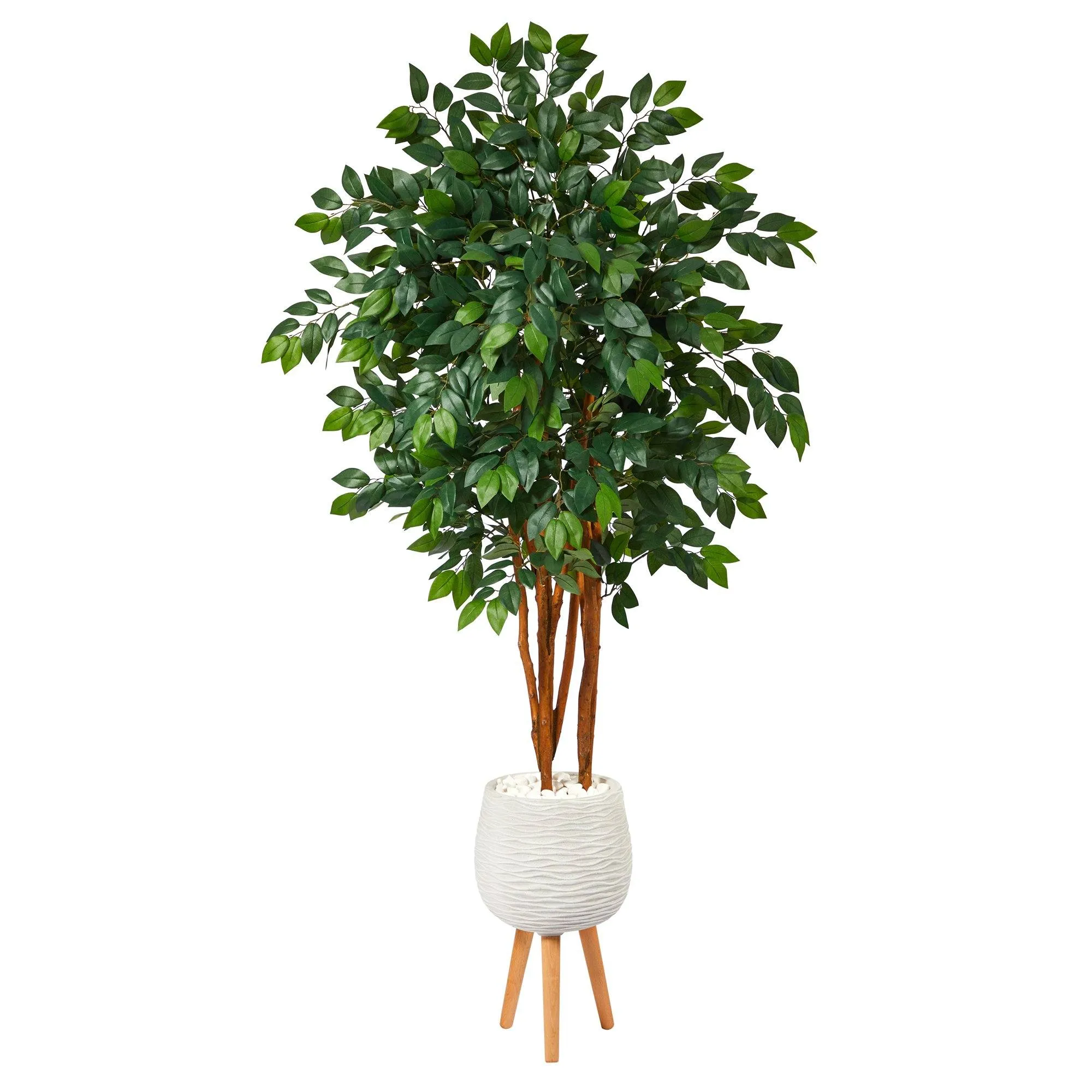 4.5’ Sakaki Artificial Tree in White Planter with Stand