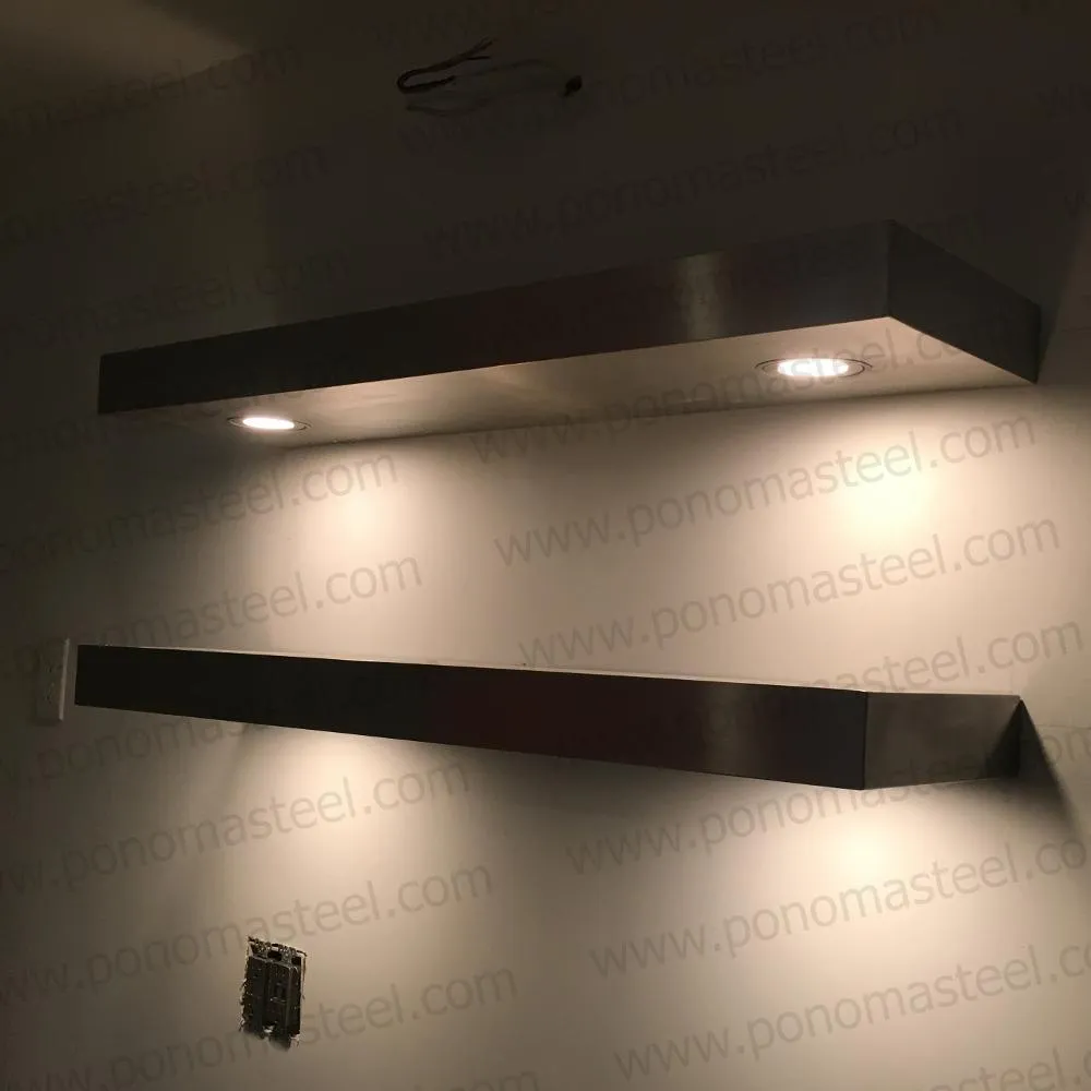 48"x12"x2.5" (cm.121.9x30.5x6.4) painted stainless steel floating shelf