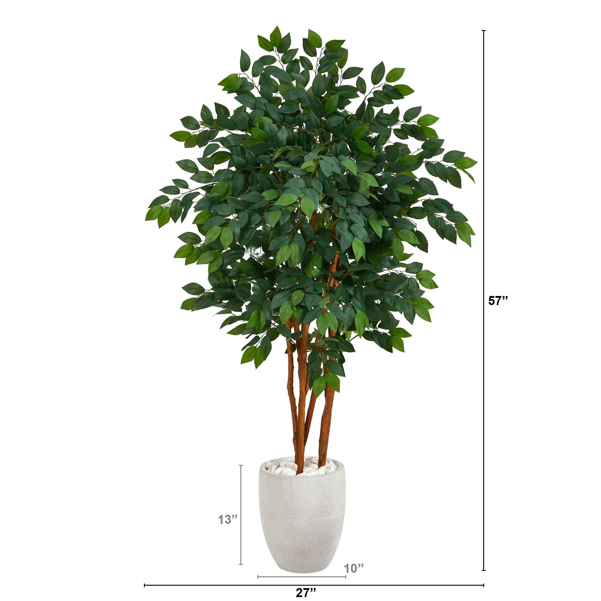 57” Sakaki Artificial Tree in White Planter