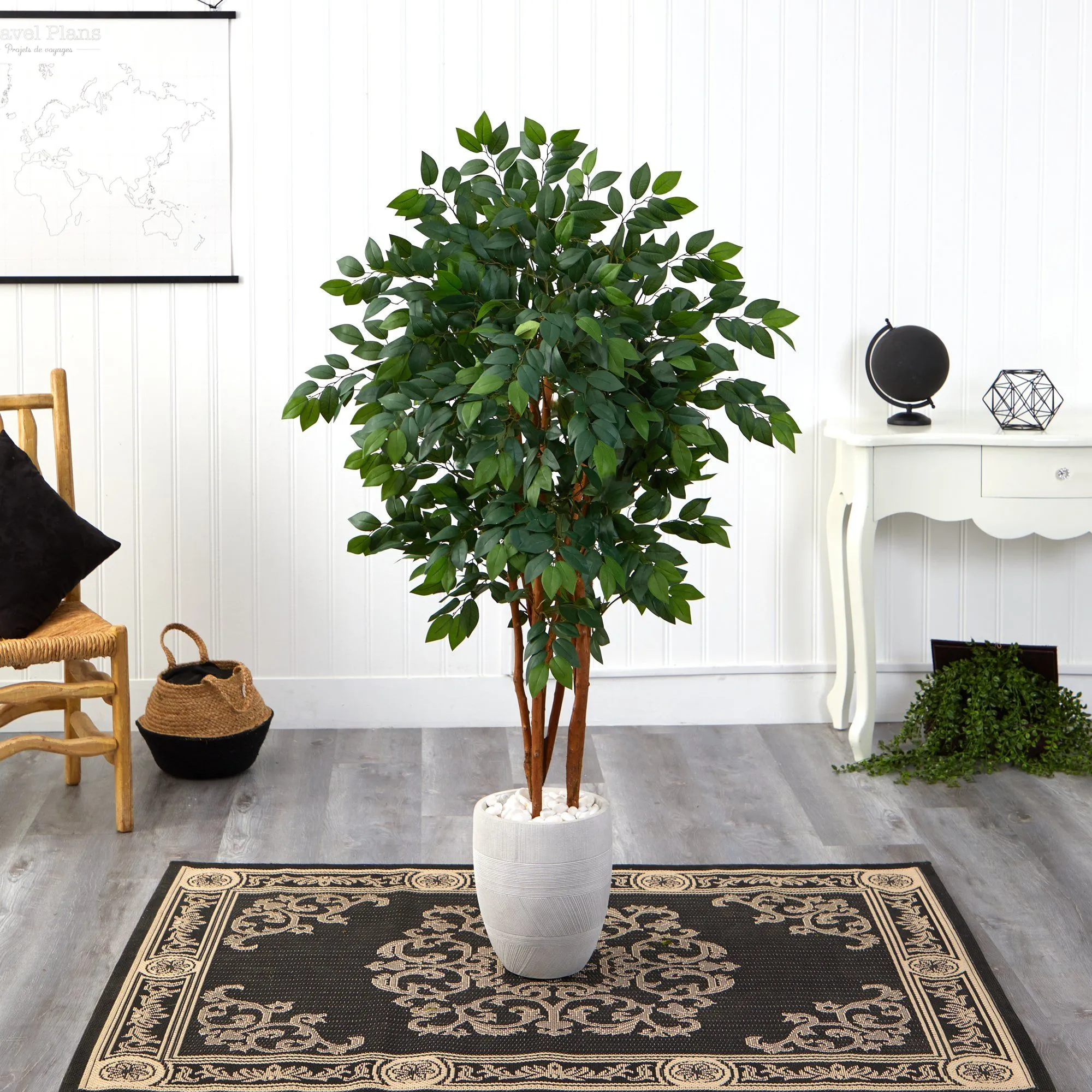 57” Sakaki Artificial Tree in White Planter