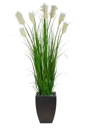 64" Wheat Plum Grass Artificial Plant in Black Planter - Low Maintenance, Life-Like & Vibrant Silk Plants For Busy People.