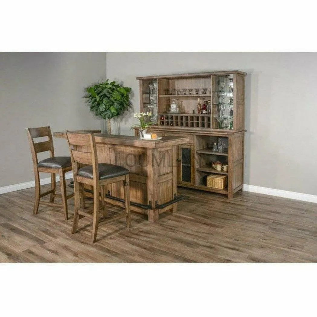 80x80" Large Buffet With Hatch Wine Rack Glass Shelves LED Light