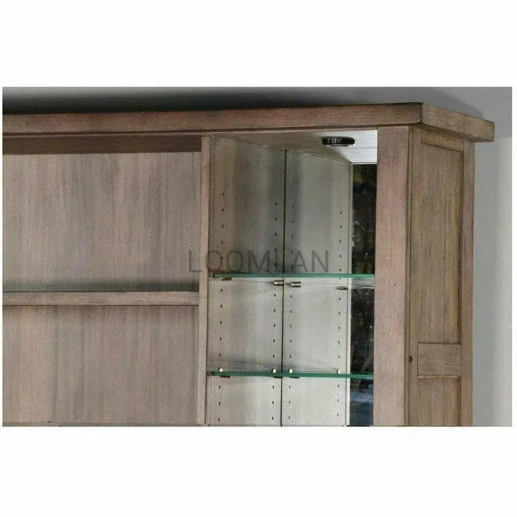 80x80" Large Buffet With Hatch Wine Rack Glass Shelves LED Light