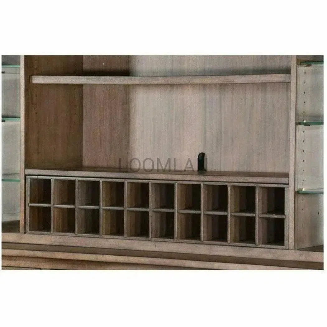 80x80" Large Buffet With Hatch Wine Rack Glass Shelves LED Light