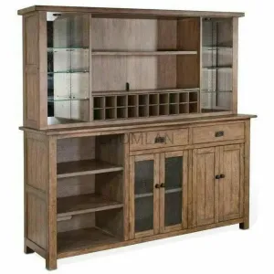 80x80" Large Buffet With Hatch Wine Rack Glass Shelves LED Light