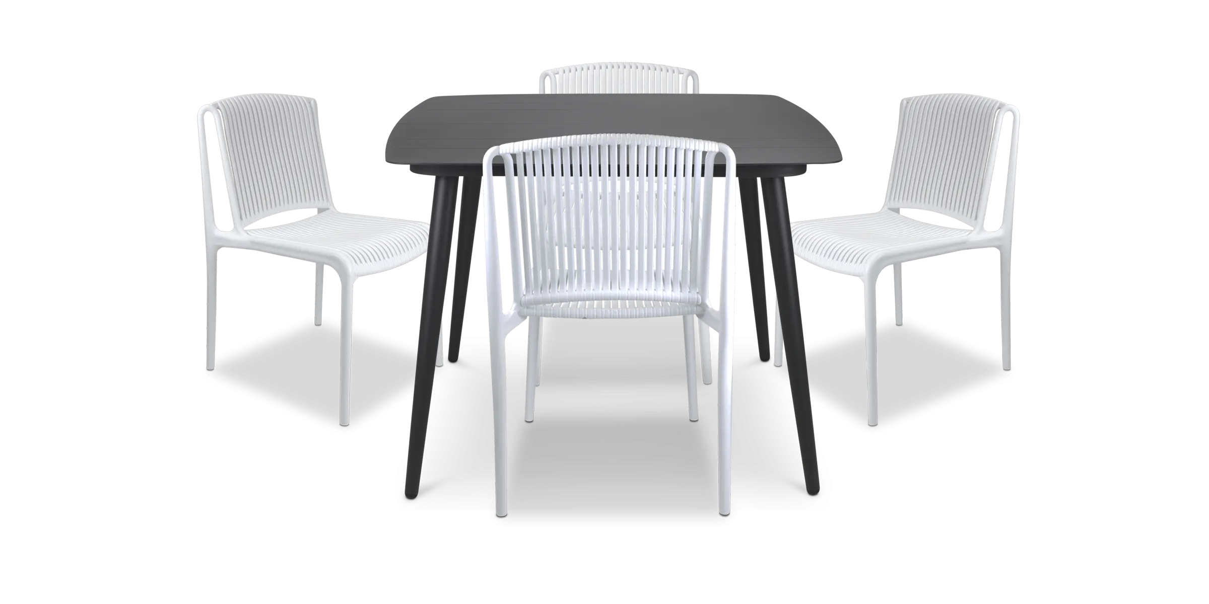 Amalfi Square 5 Piece Outdoor Setting in Gunmetal with UV Plastic Outdoor Chairs (PP)