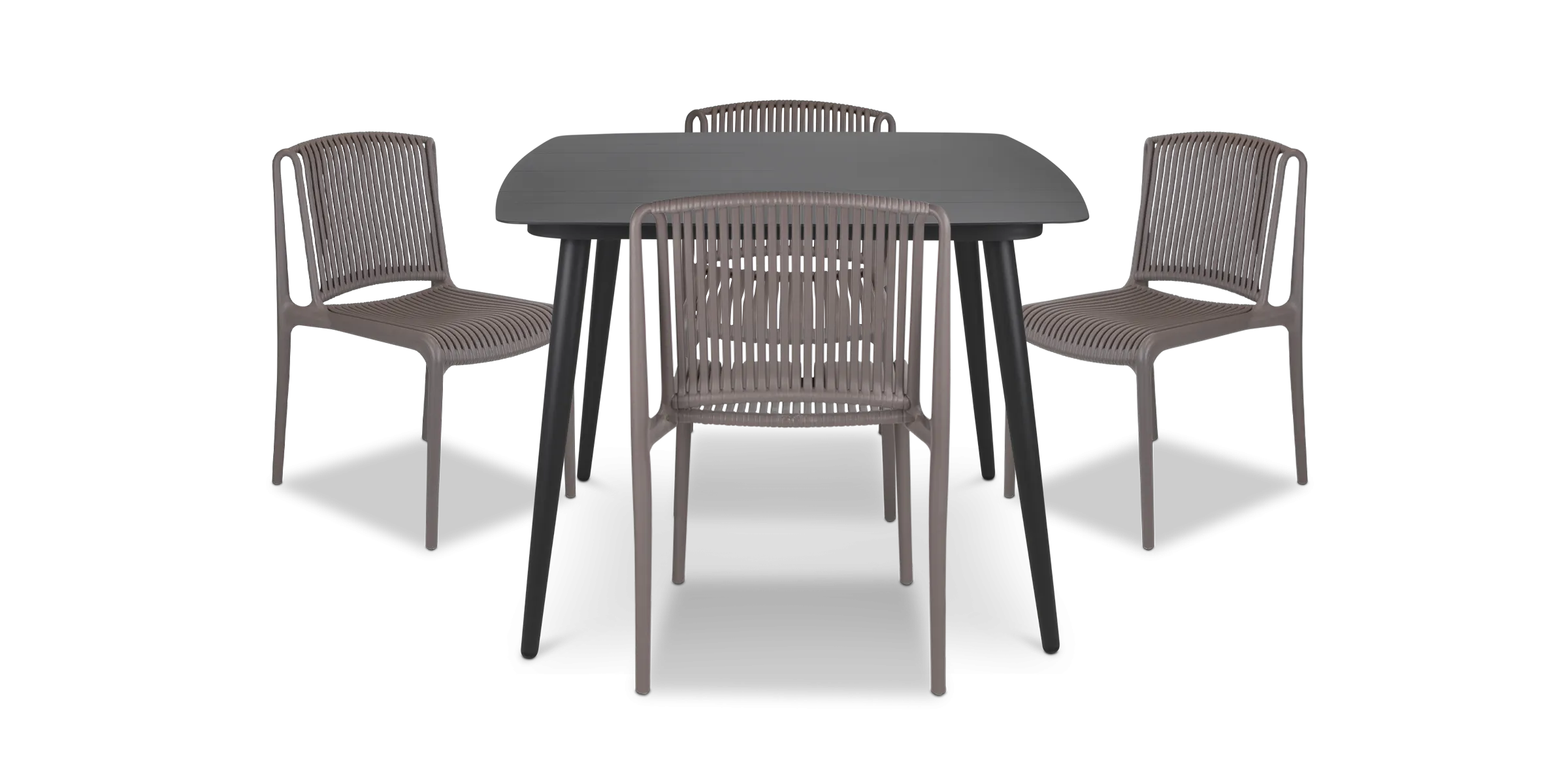 Amalfi Square 5 Piece Outdoor Setting in Gunmetal with UV Plastic Outdoor Chairs (PP)