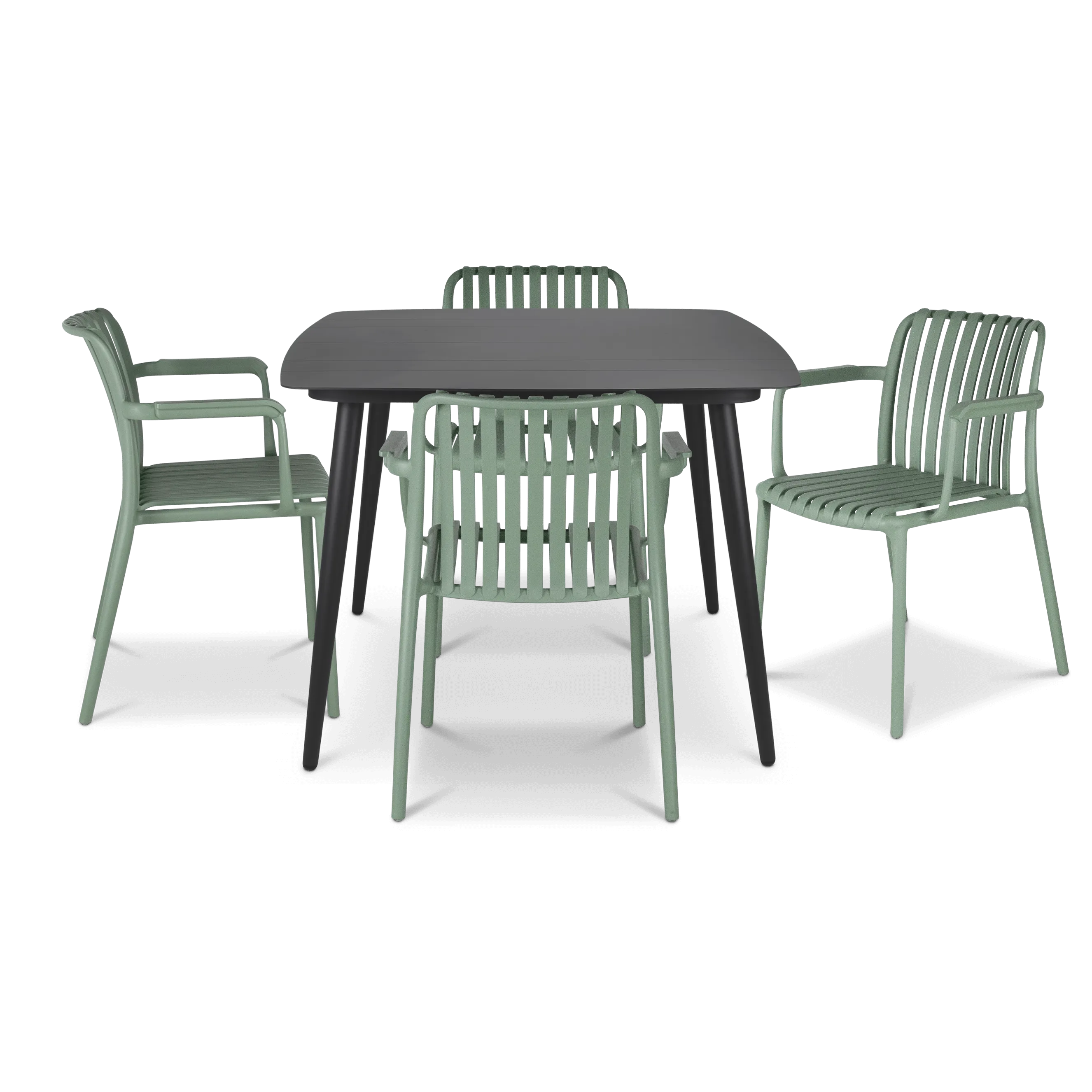 Amalfi Square 5 Piece Outdoor Setting in Gunmetal with UV Plastic Outdoor Chairs (PP)