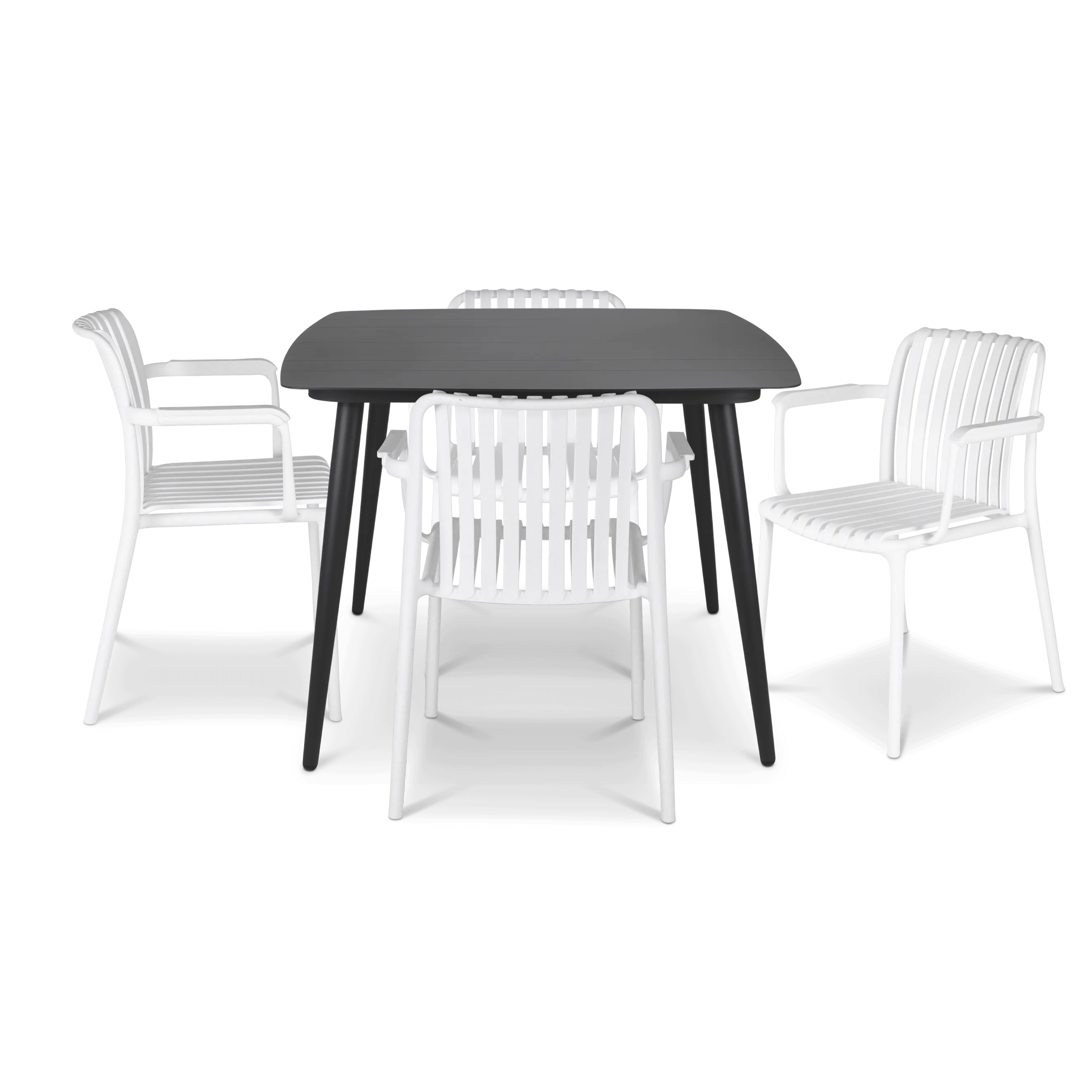 Amalfi Square 5 Piece Outdoor Setting in Gunmetal with UV Plastic Outdoor Chairs (PP)