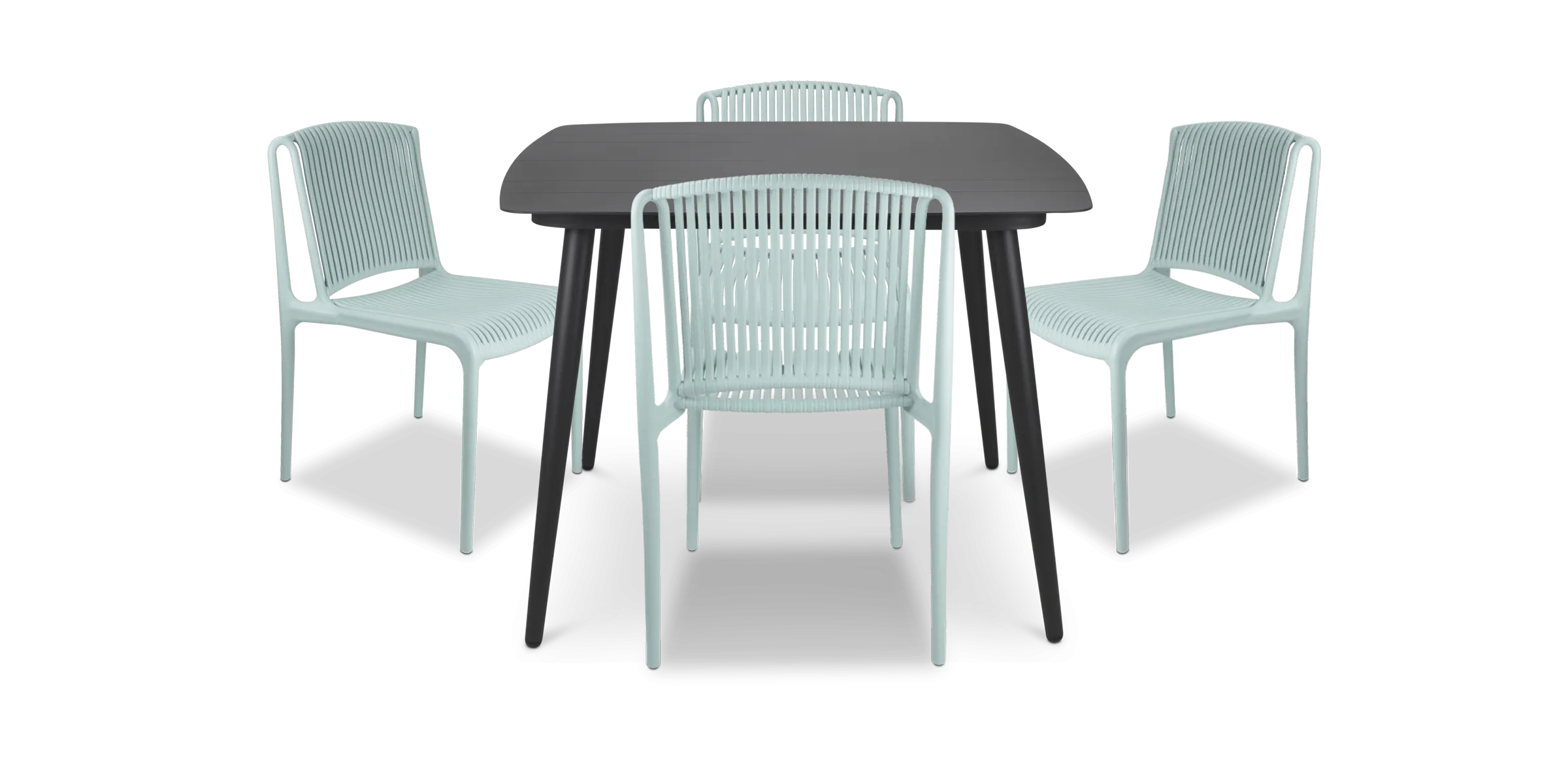 Amalfi Square 5 Piece Outdoor Setting in Gunmetal with UV Plastic Outdoor Chairs (PP)