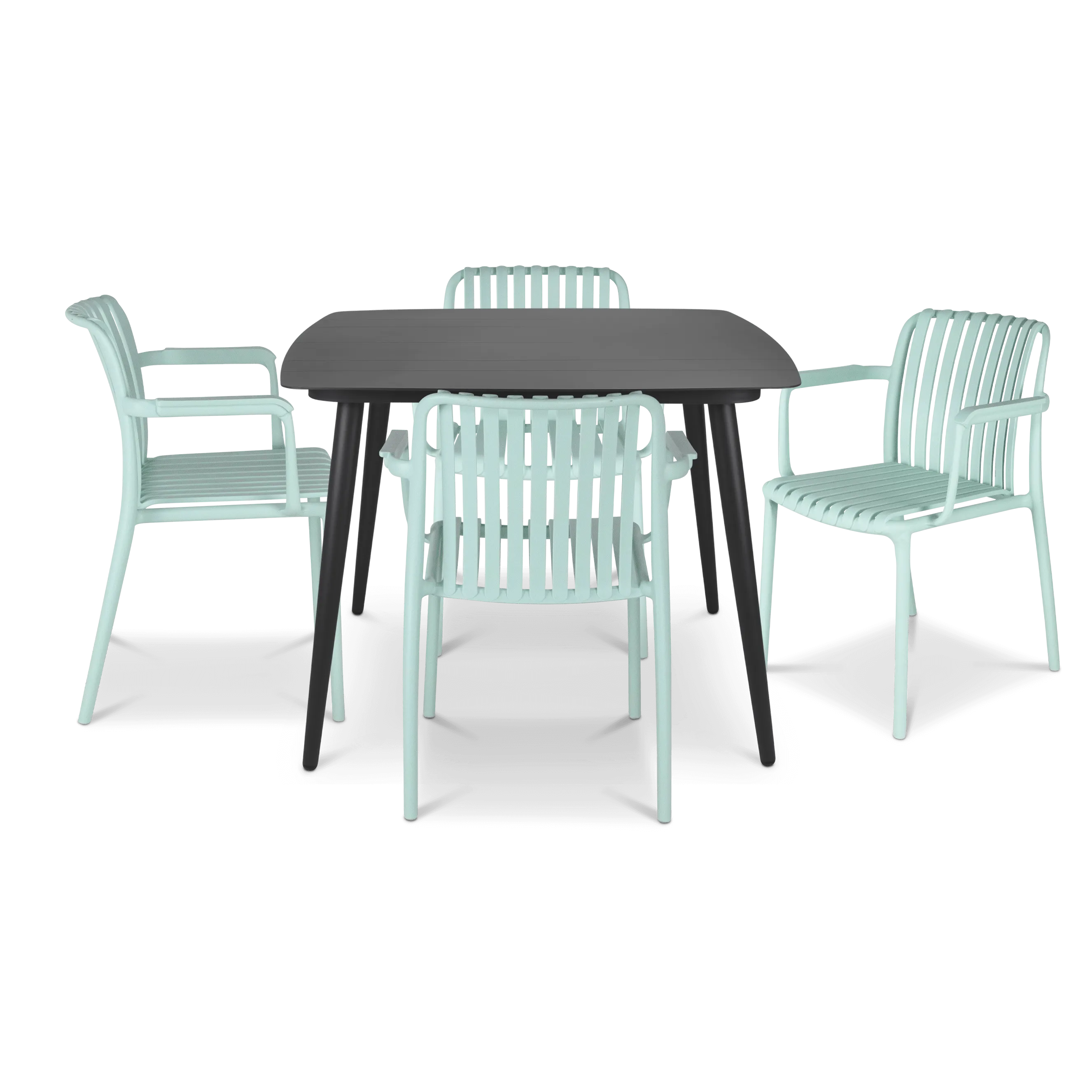 Amalfi Square 5 Piece Outdoor Setting in Gunmetal with UV Plastic Outdoor Chairs (PP)