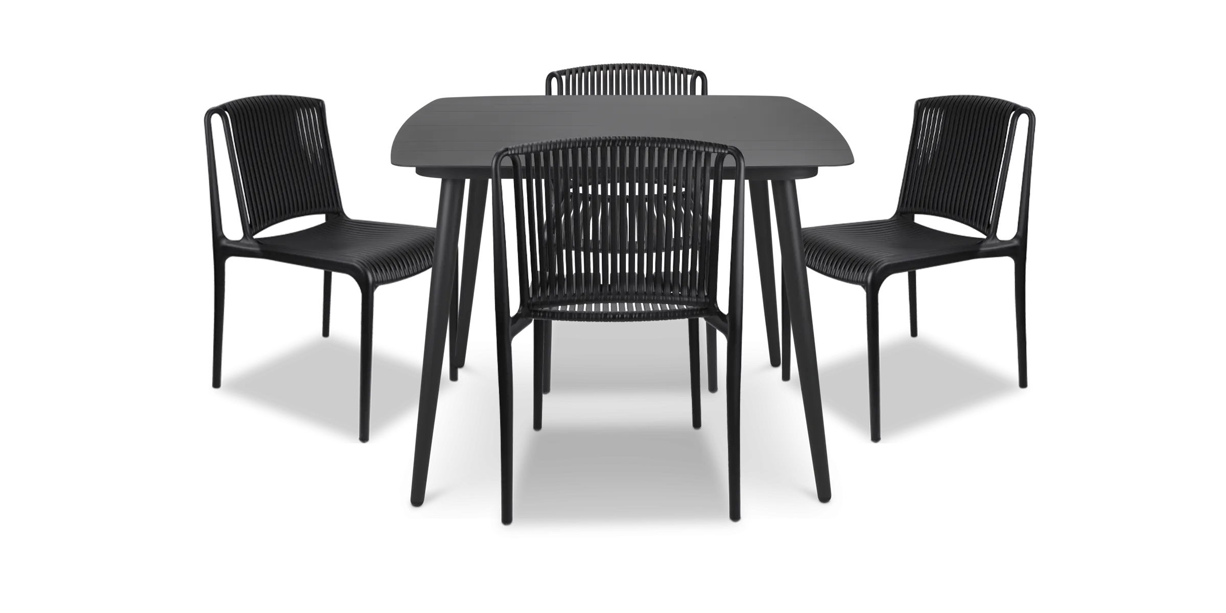 Amalfi Square 5 Piece Outdoor Setting in Gunmetal with UV Plastic Outdoor Chairs (PP)