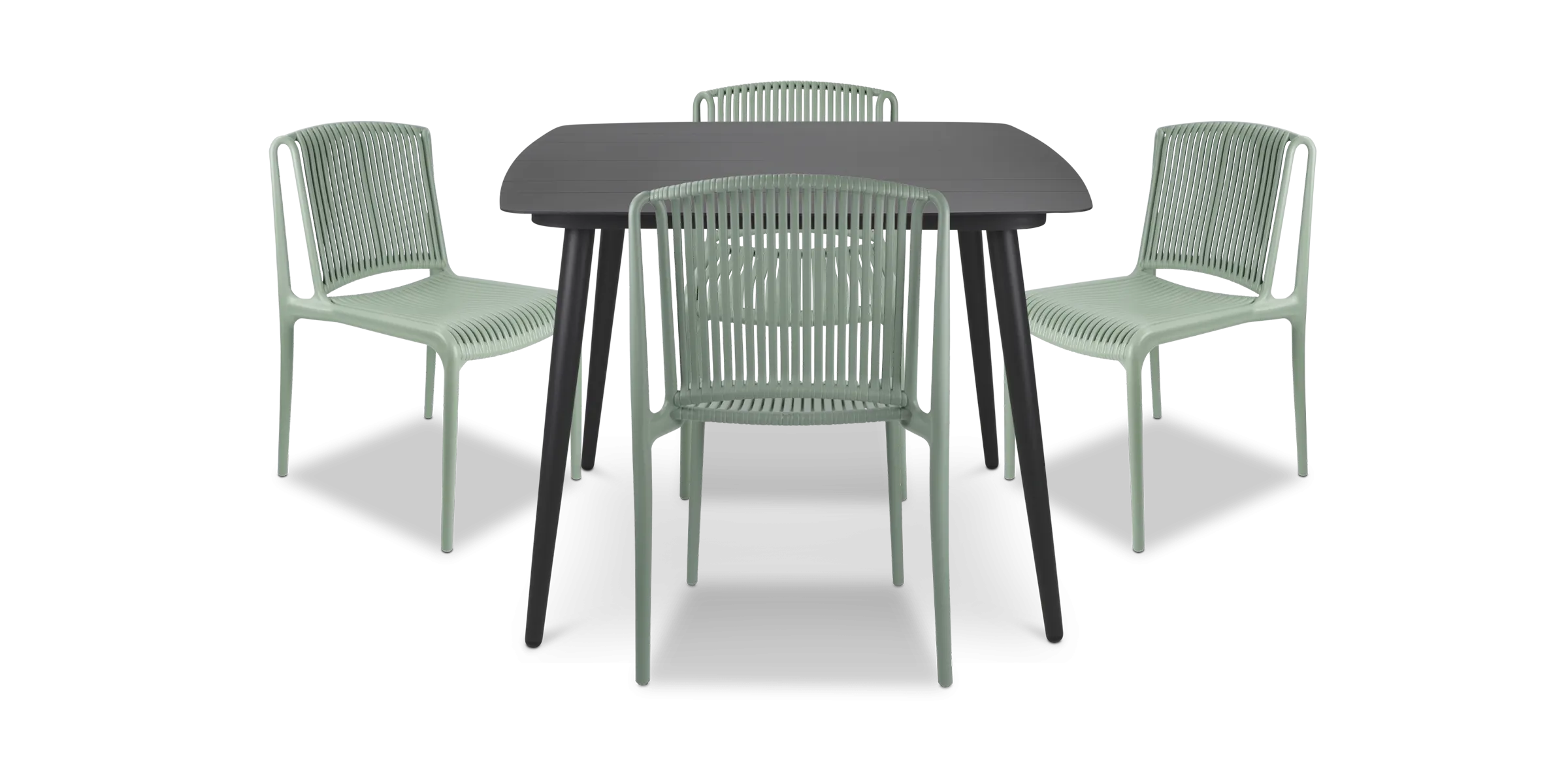 Amalfi Square 5 Piece Outdoor Setting in Gunmetal with UV Plastic Outdoor Chairs (PP)