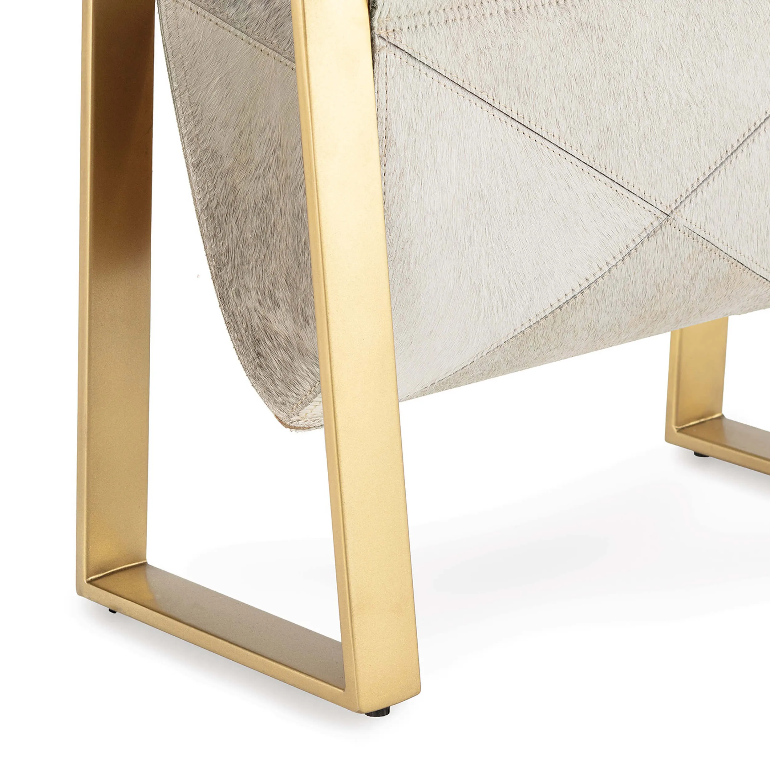 Andres Hair on Hide Magazine Rack, Brass