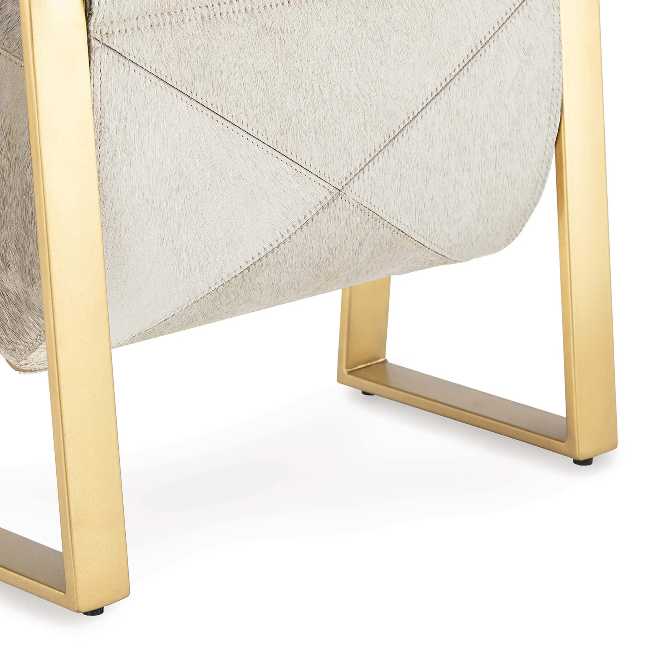 Andres Hair on Hide Magazine Rack, Brass