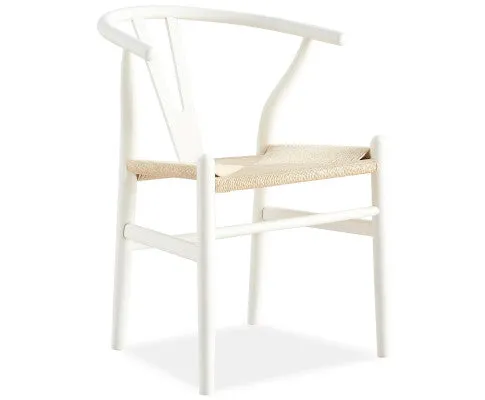 Anemone Set of 2 Wishbone Dining Chair Beech Timber Replica Hans Wenger - White