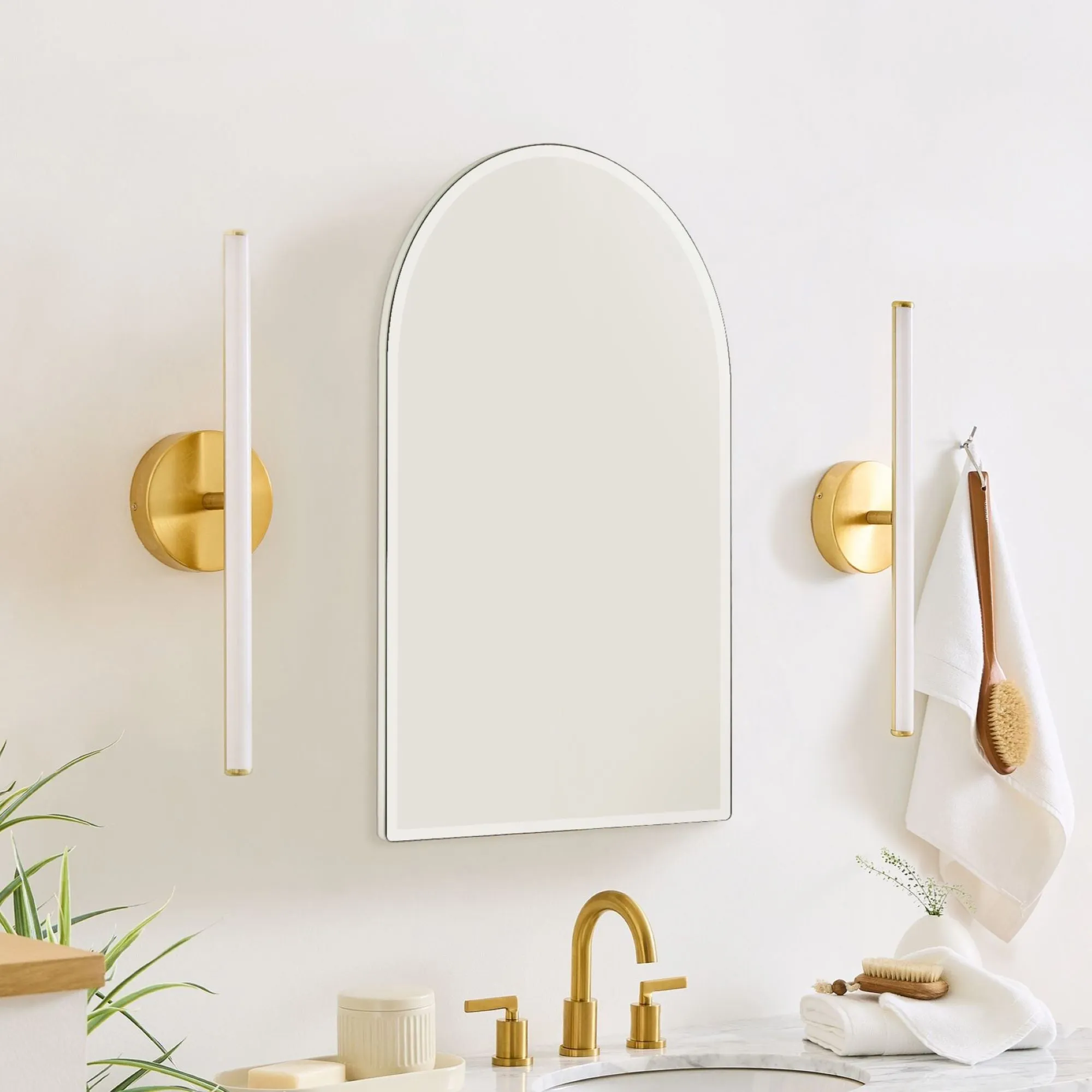 Arched Recess and Surface Mount Frameless Medicine Cabinet with Mirror