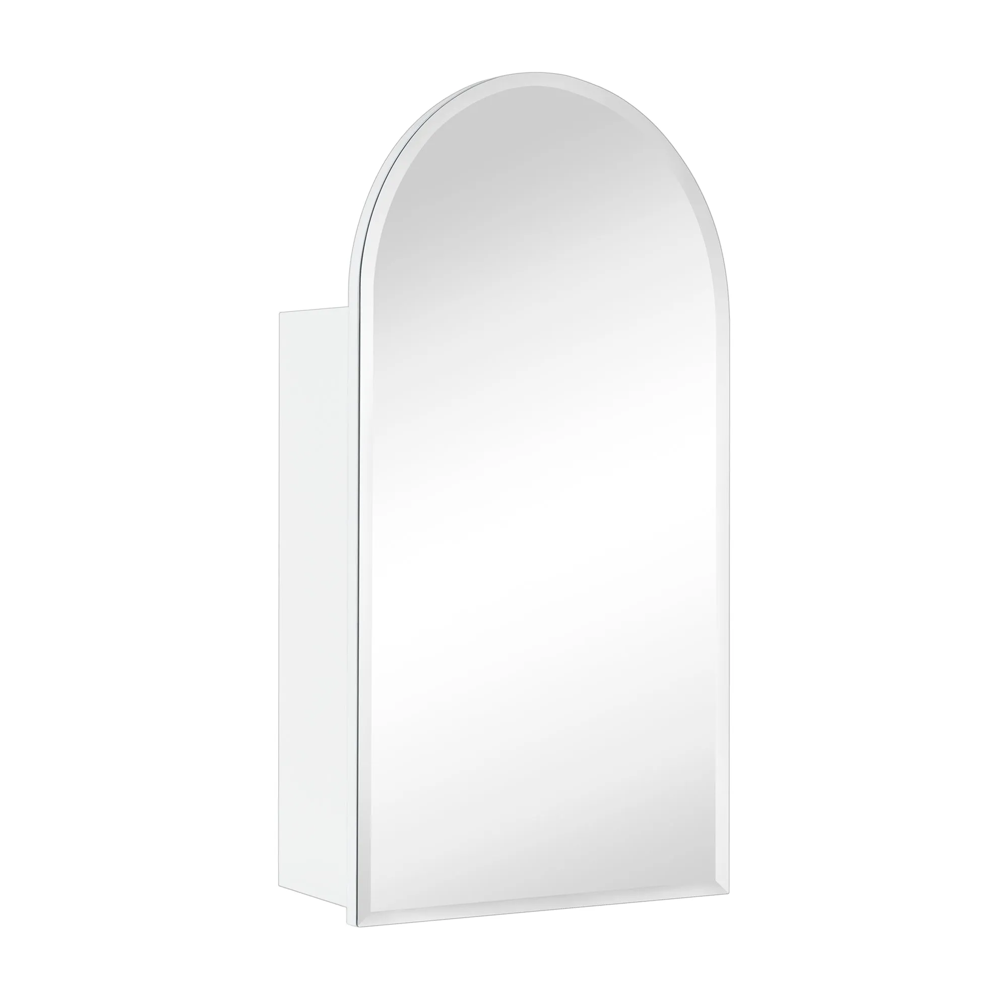 Arched Recess and Surface Mount Frameless Medicine Cabinet with Mirror