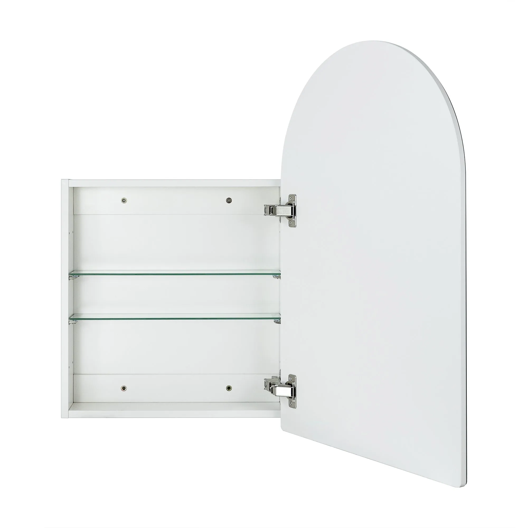 Arched Recess and Surface Mount Frameless Medicine Cabinet with Mirror