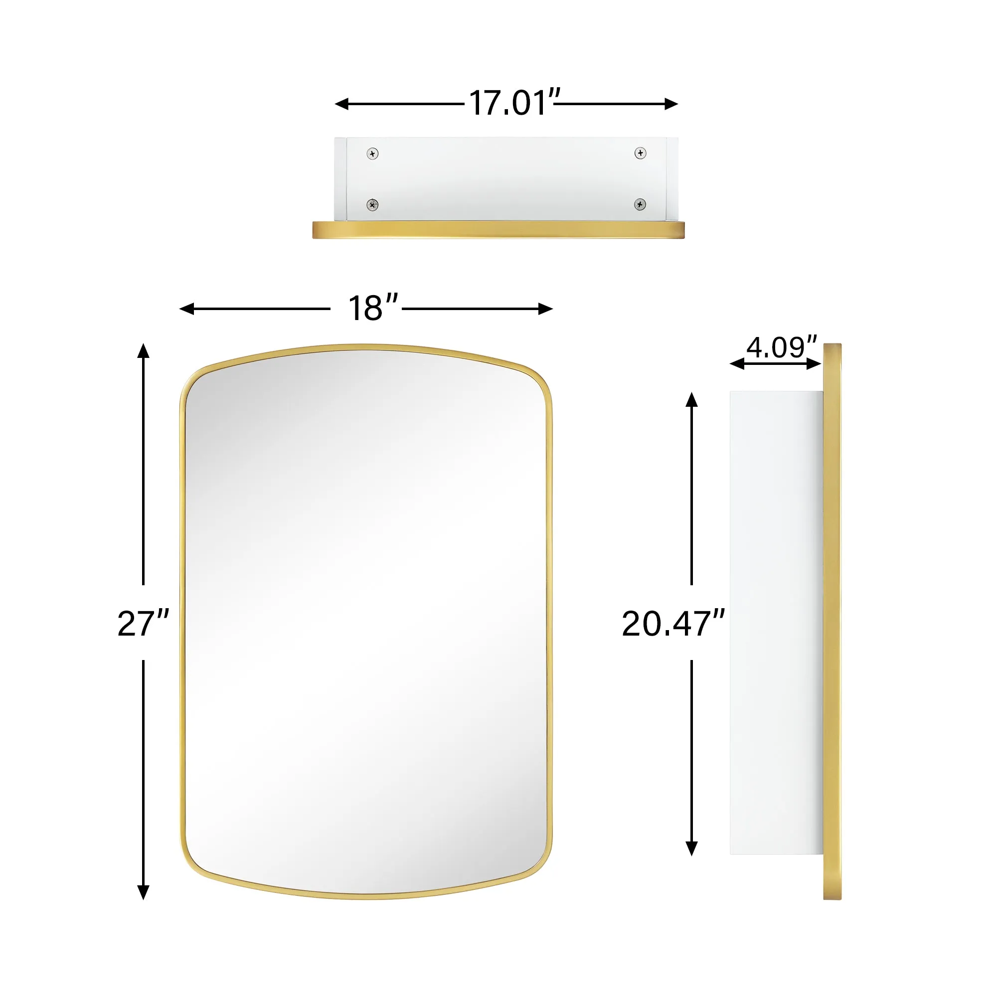Arched Recessed and Surface Mount Metal Framed Bathroom Medicine Cabinet with Mirror