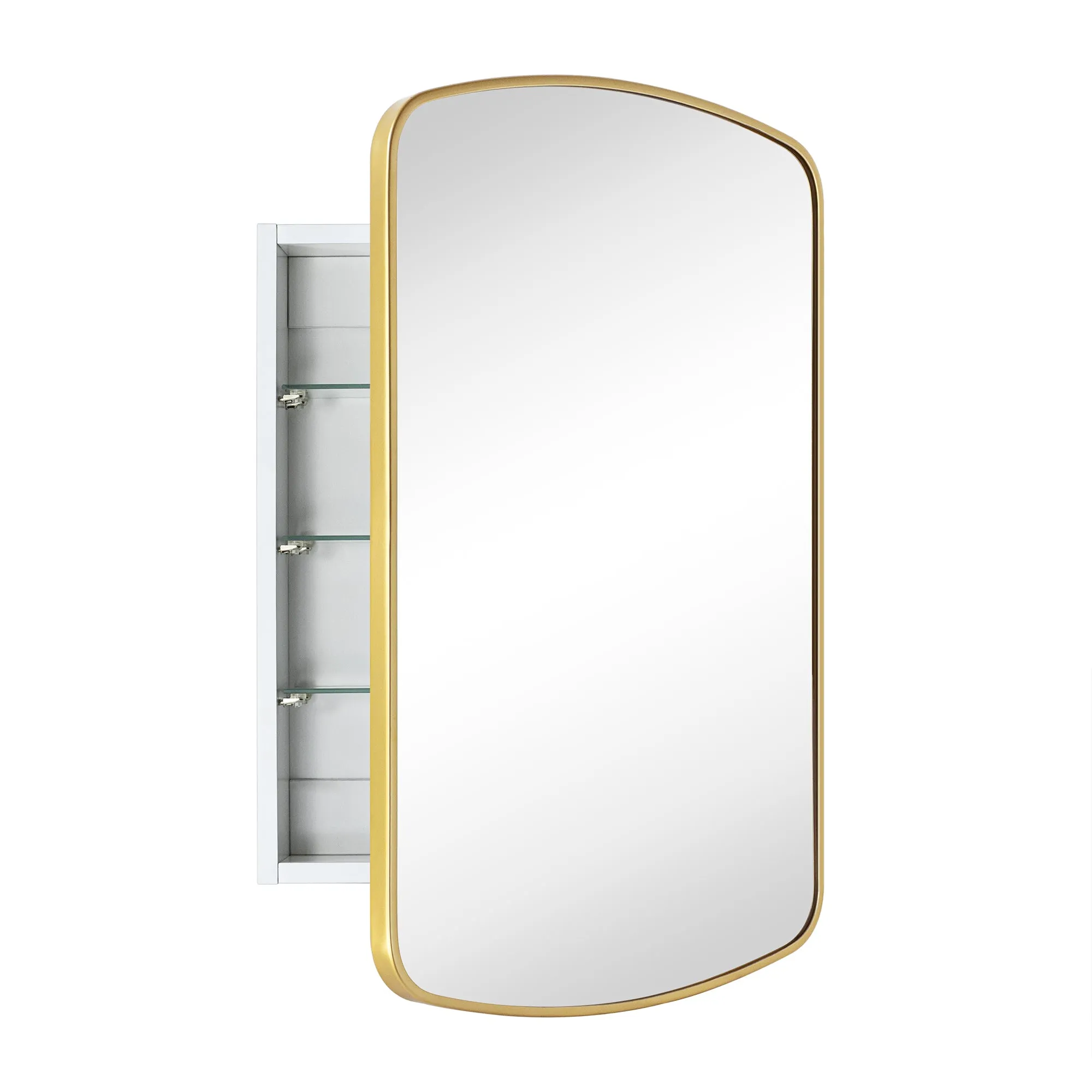 Arched Recessed and Surface Mount Metal Framed Bathroom Medicine Cabinet with Mirror