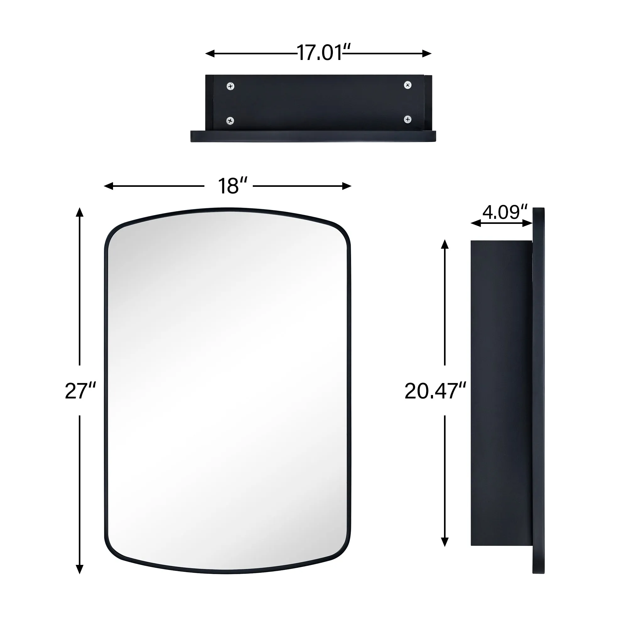 Arched Recessed and Surface Mount Metal Framed Bathroom Medicine Cabinet with Mirror