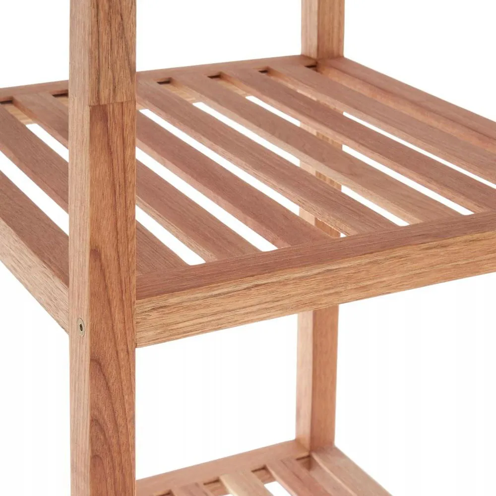 Arla Walnut 5 Tier Wood Bathroom Shelf Unit