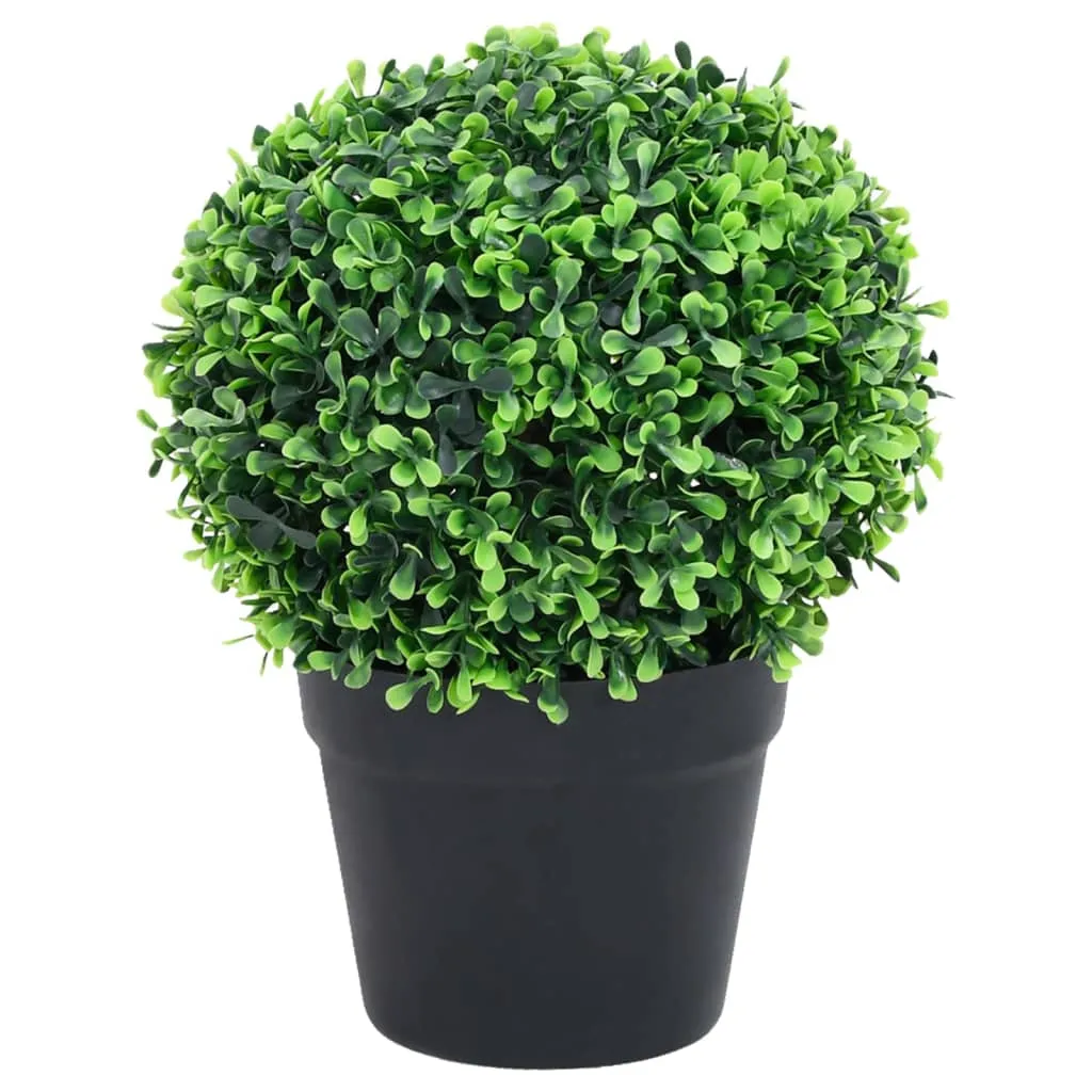 Artificial Boxwood Plants 2 pcs with Pots Ball Shaped Green 32 cm