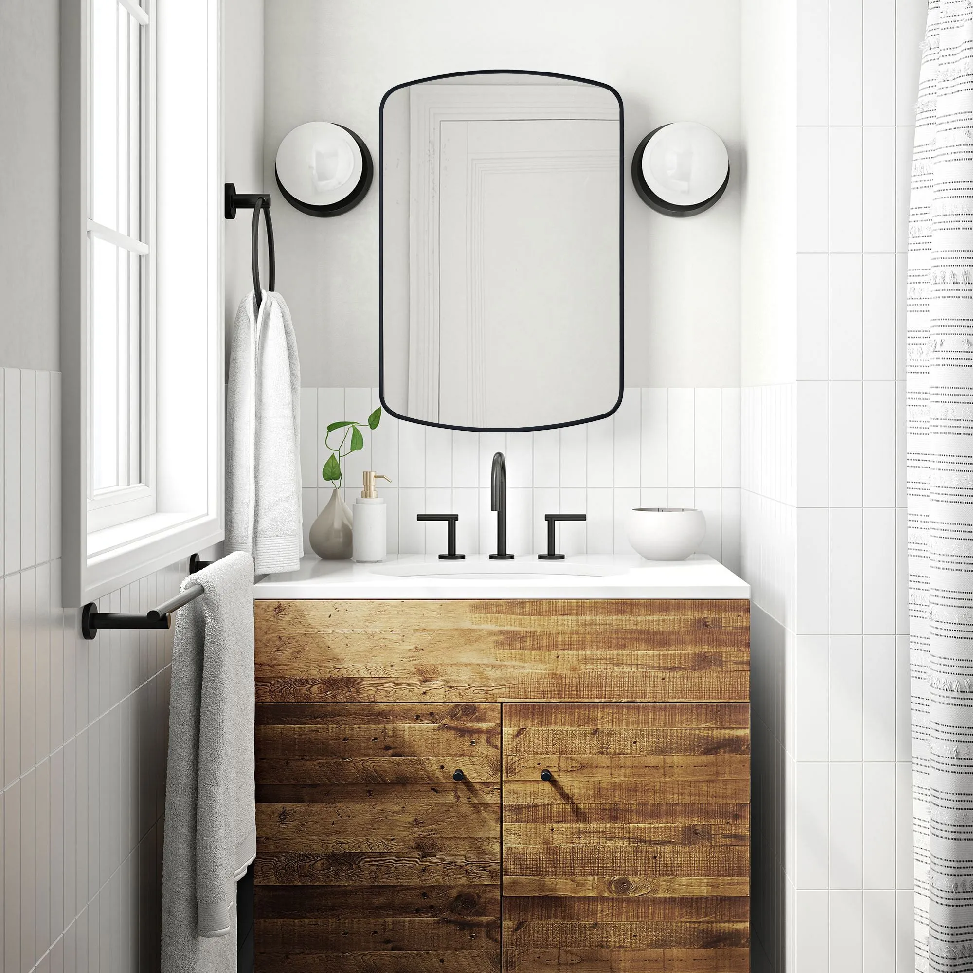 Black Friday Sale Arched Recessed and Surface Mount Metal Framed Bathroom Medicine Cabinet with Mirror