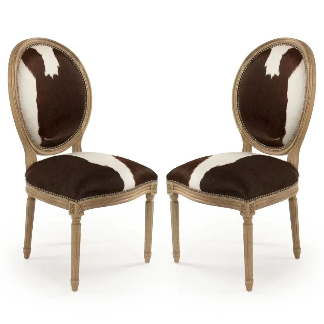 Brazilian Cowhide Brown Dining Chairs