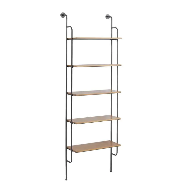 BROWN METAL 5 SHELF WALL SHELF