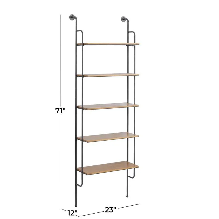 BROWN METAL 5 SHELF WALL SHELF